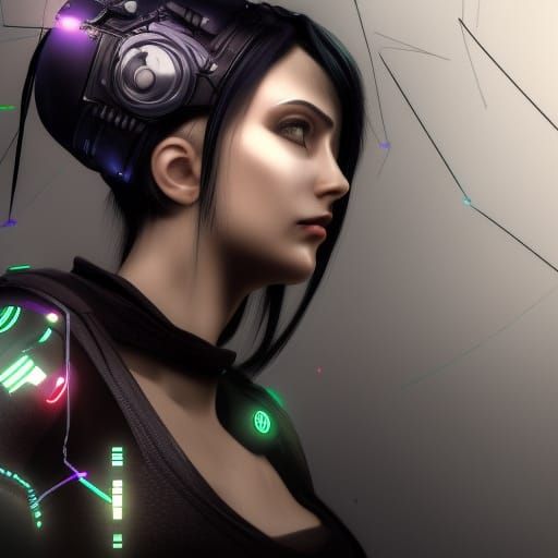 Cyberpunk Hacker Robot in Cyber Psycho Style