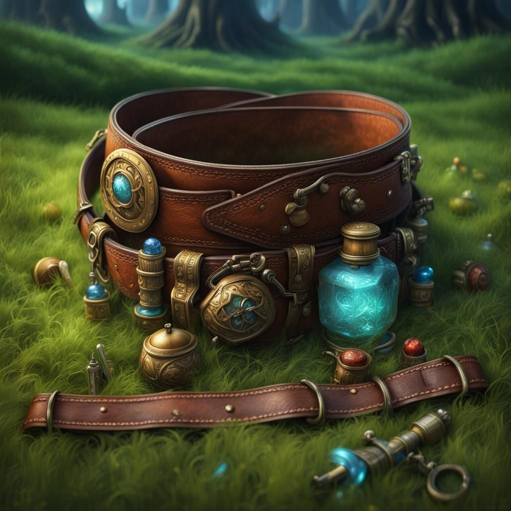 Fantasy Traveler's Belt with Potions and Tools