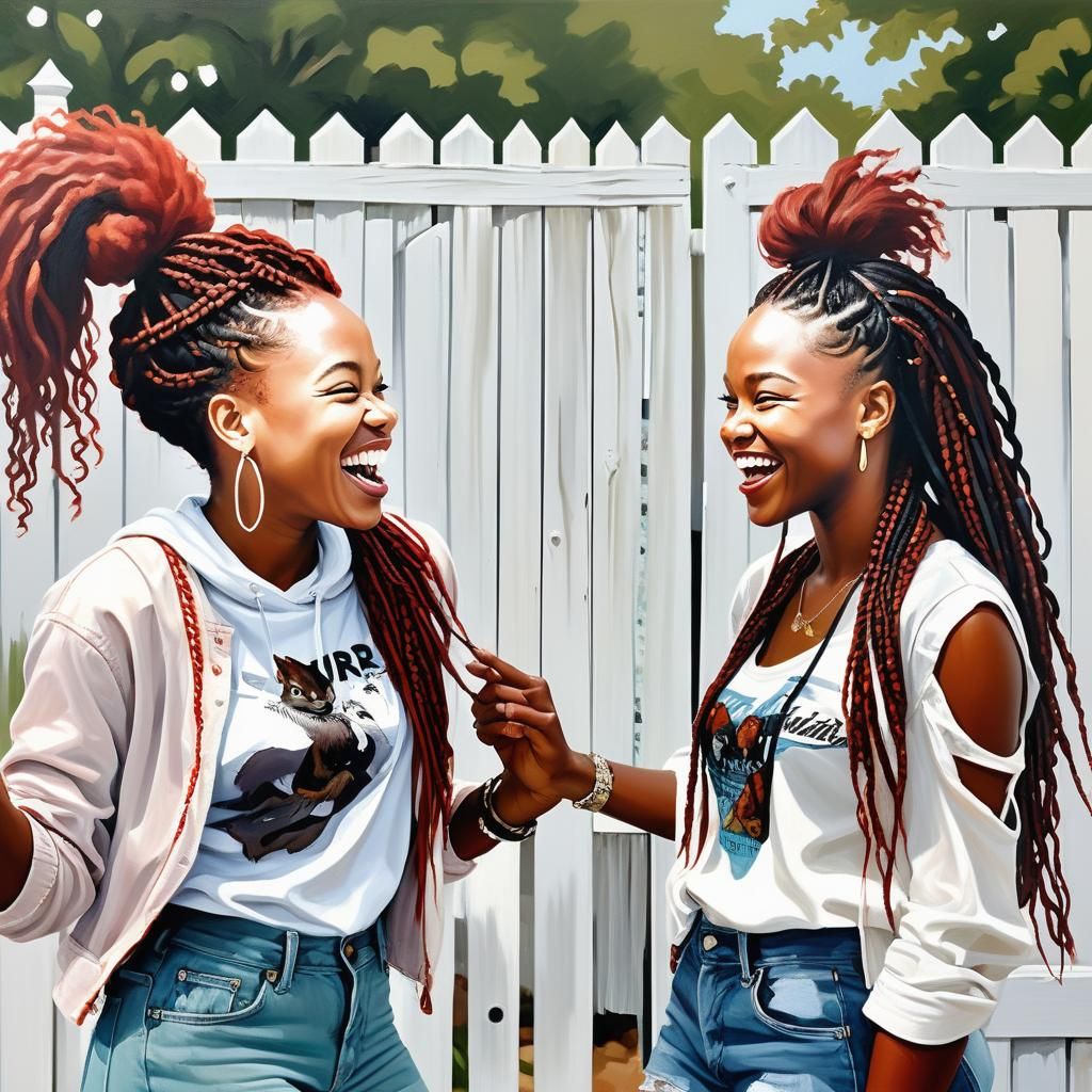 African-American Women Laughing: Oil Painting Portrait
