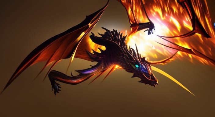 Detailed Black Dragon in Dark Fantasy Cosmic Art