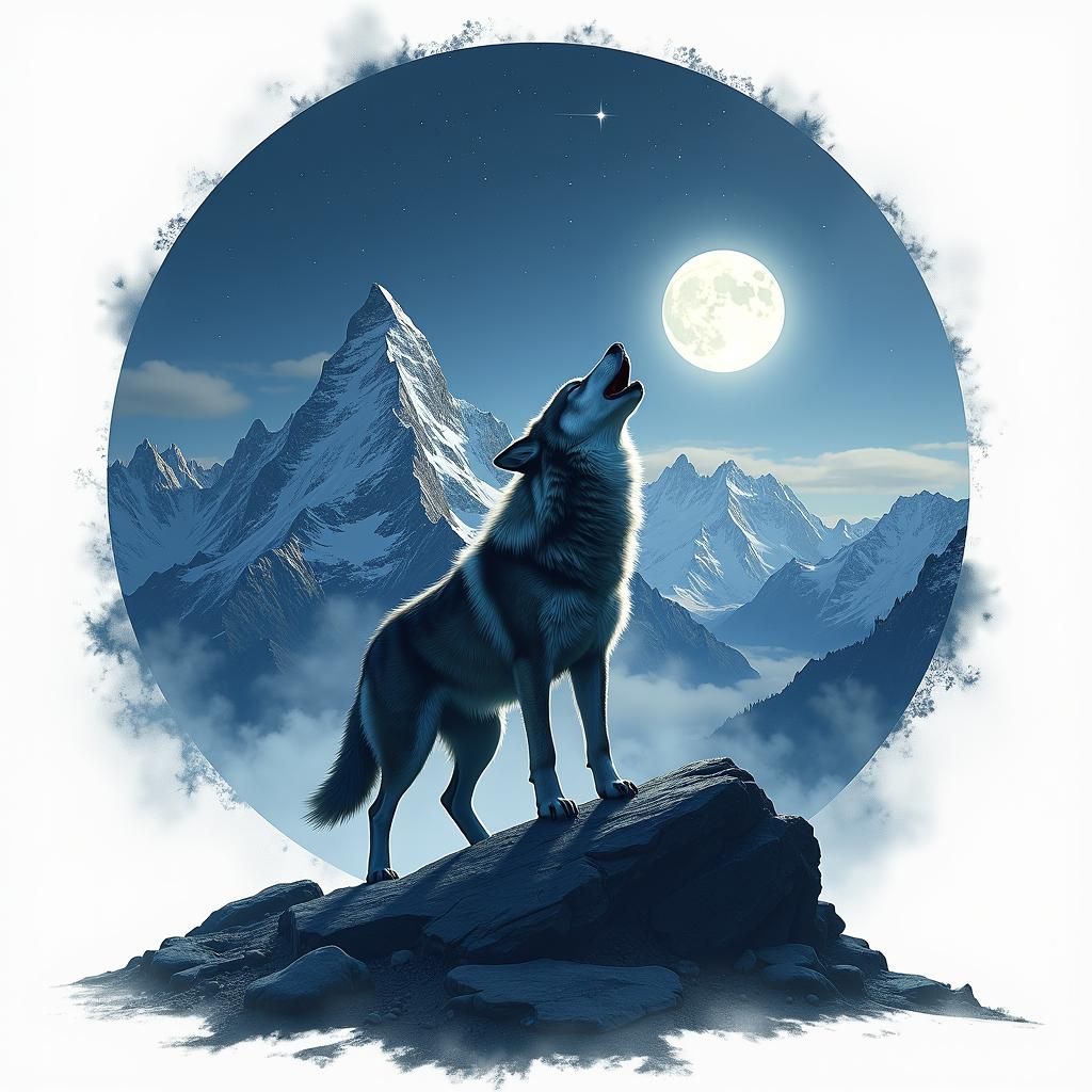 Double exposure of a mountain landscape blended with the sil...