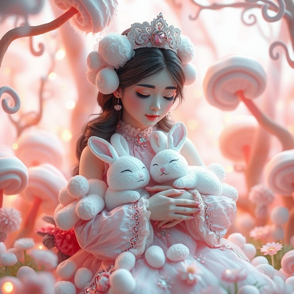 Princess in Marshmallow Forest: a Digital 3D Render