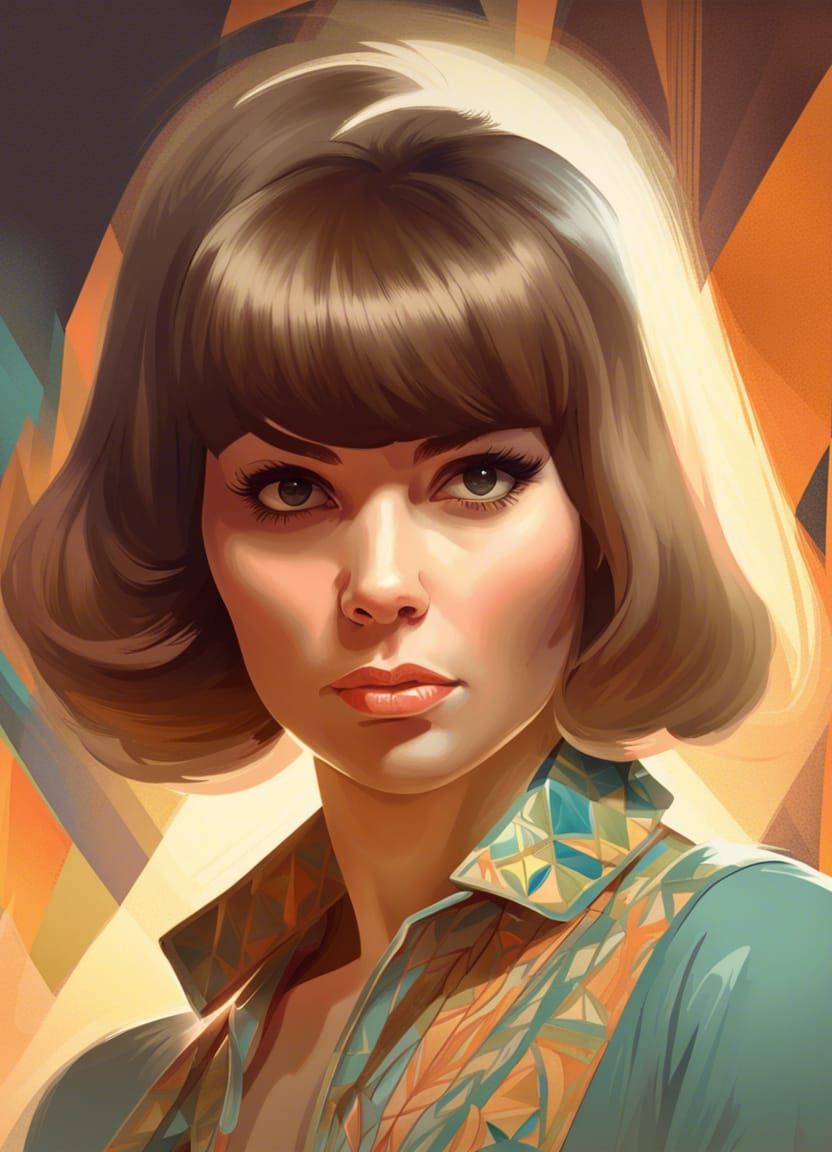 1960s Woman Portrait in Art Nouveau Style
