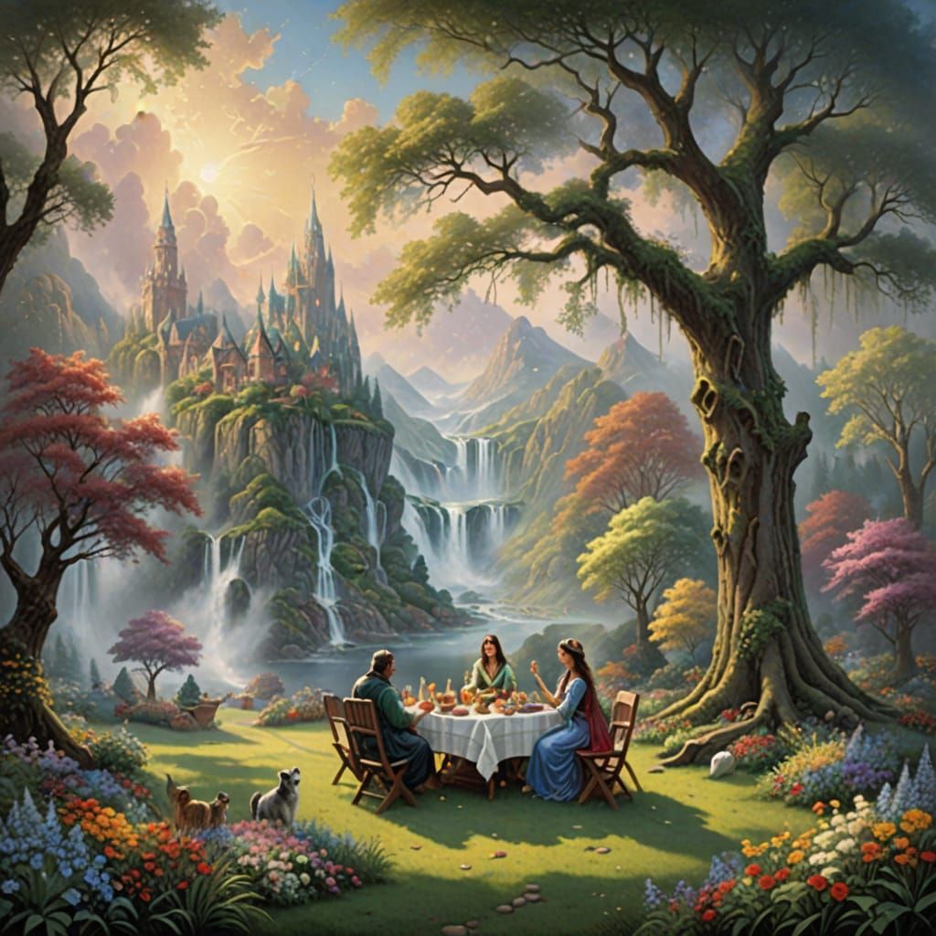 Goddess Gaia's Ethereal Picnic with Deities