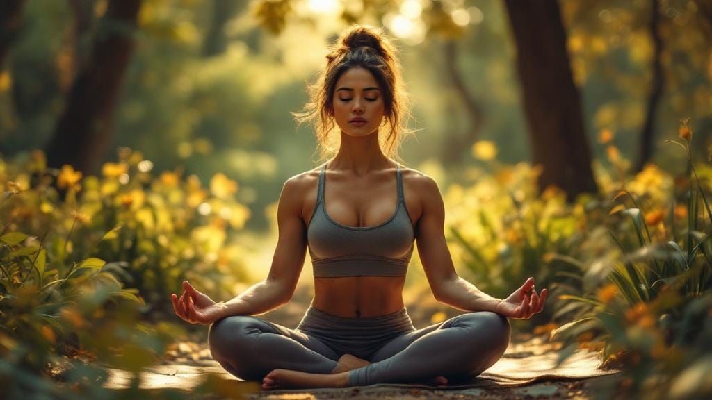 Woman Practicing Yoga in Ethereal Nature