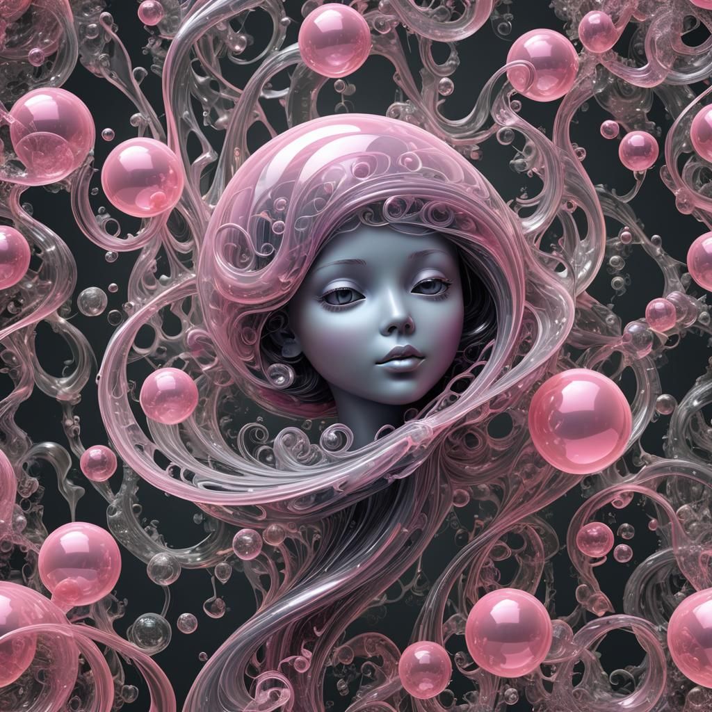 Abstract Crystal Bubblegum in Fine Line Style