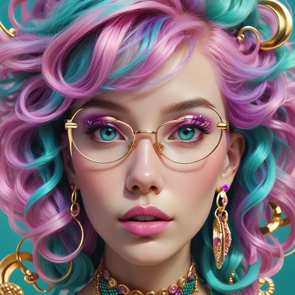 Fantastical Woman's Portrait with Pink Details