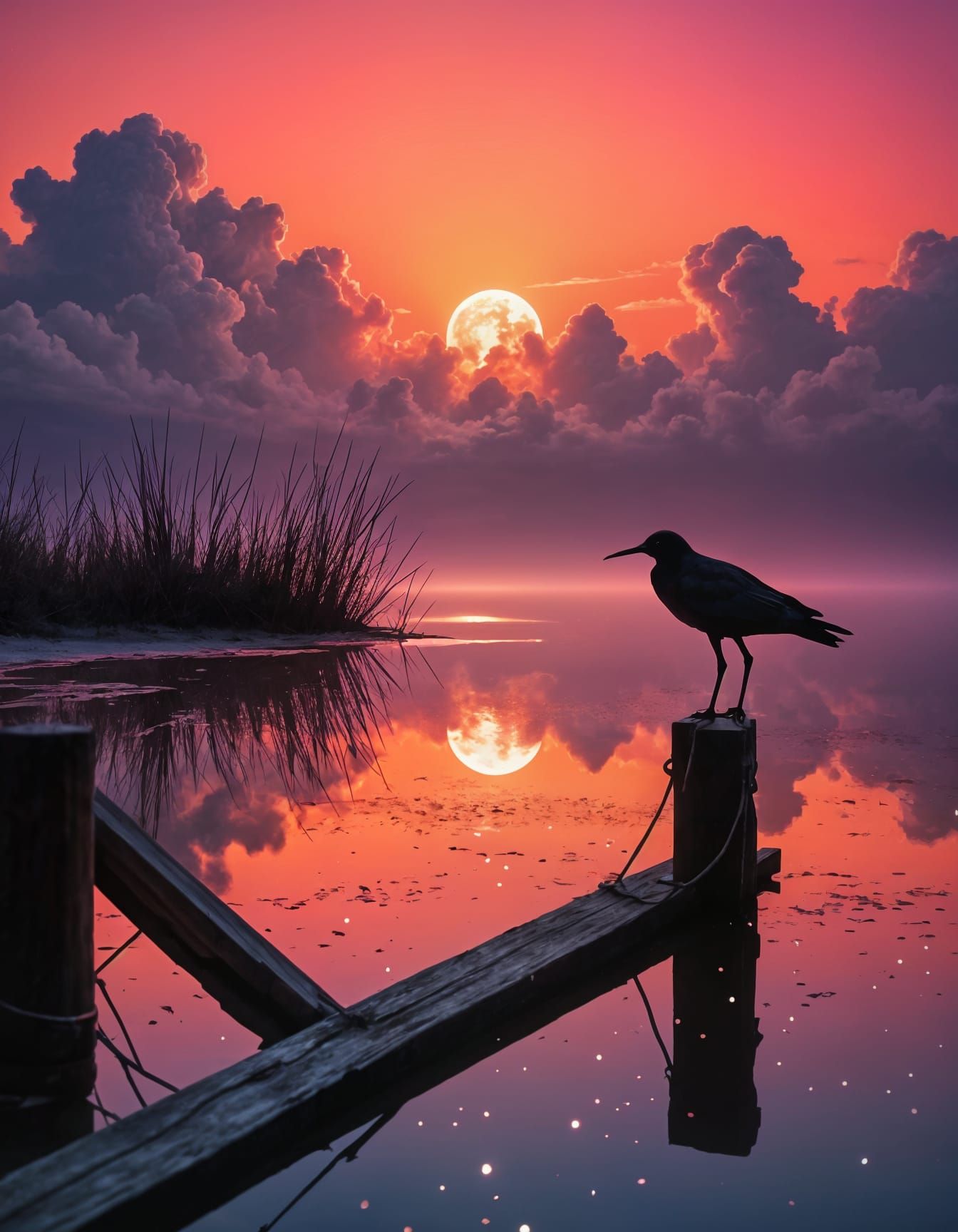 Vibrant Sunset in Neon Hues