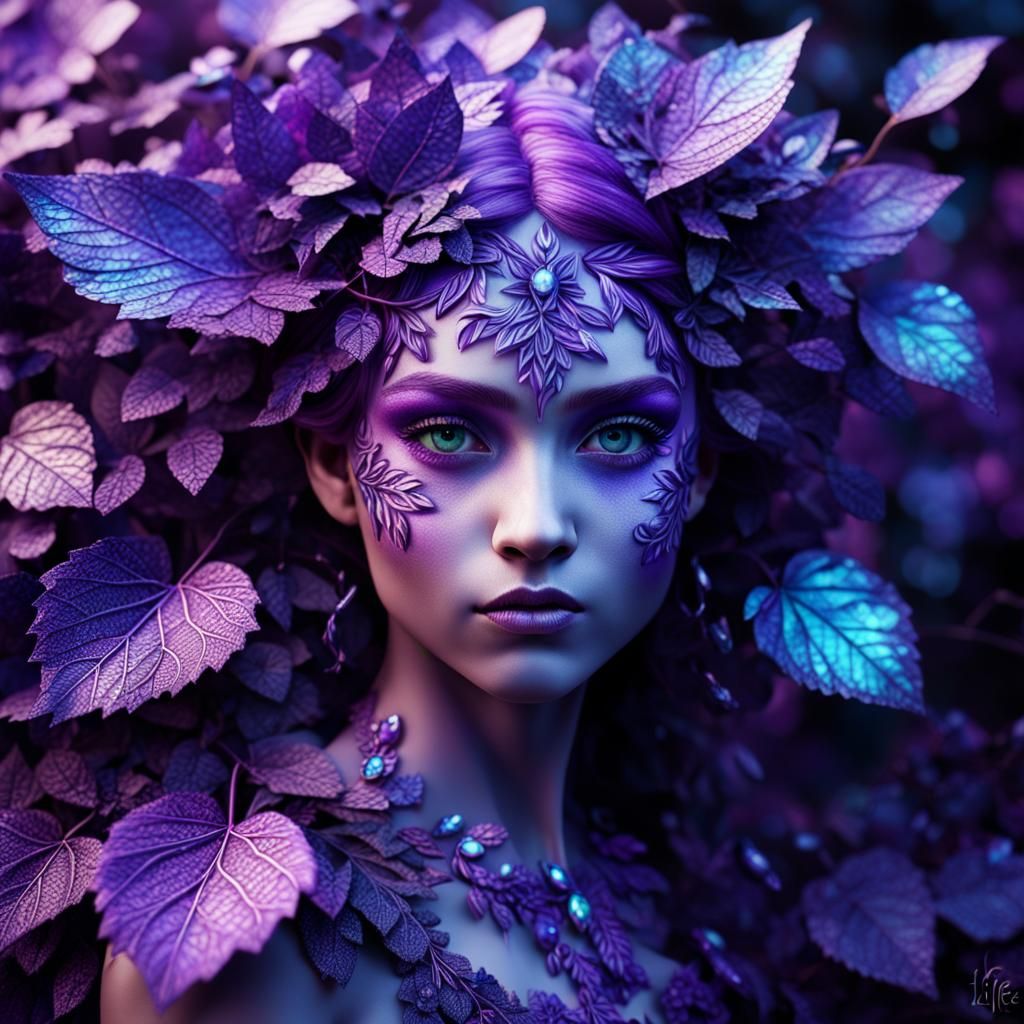 Luminous Violet Fairy Portrait in Detailed CGI