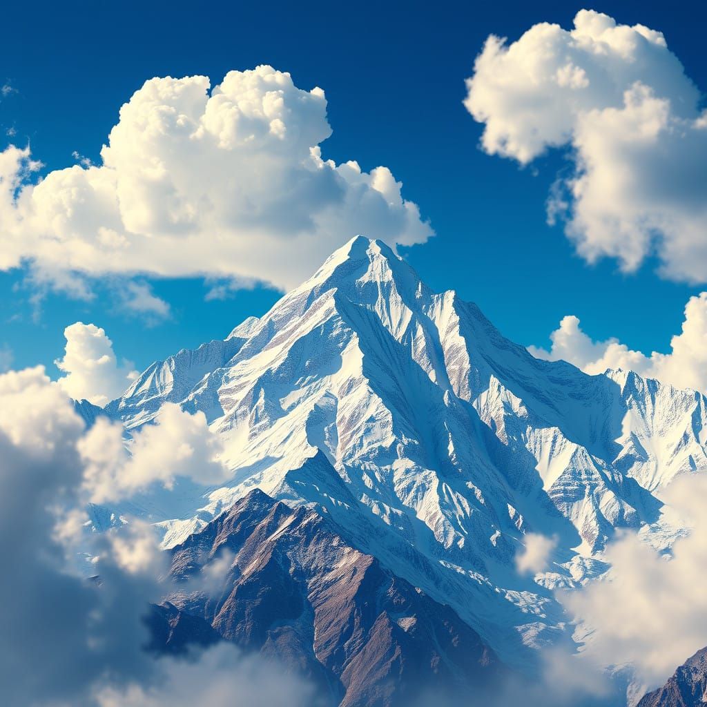Snow-Capped Everest in Electric Blue Skies