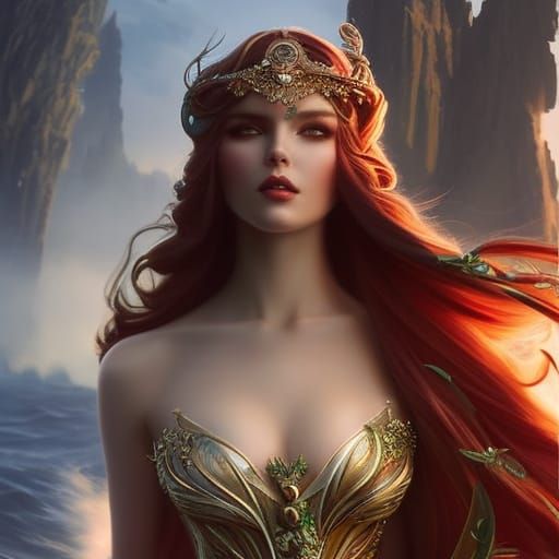 Sea Elf Queen in Fantasy Gown