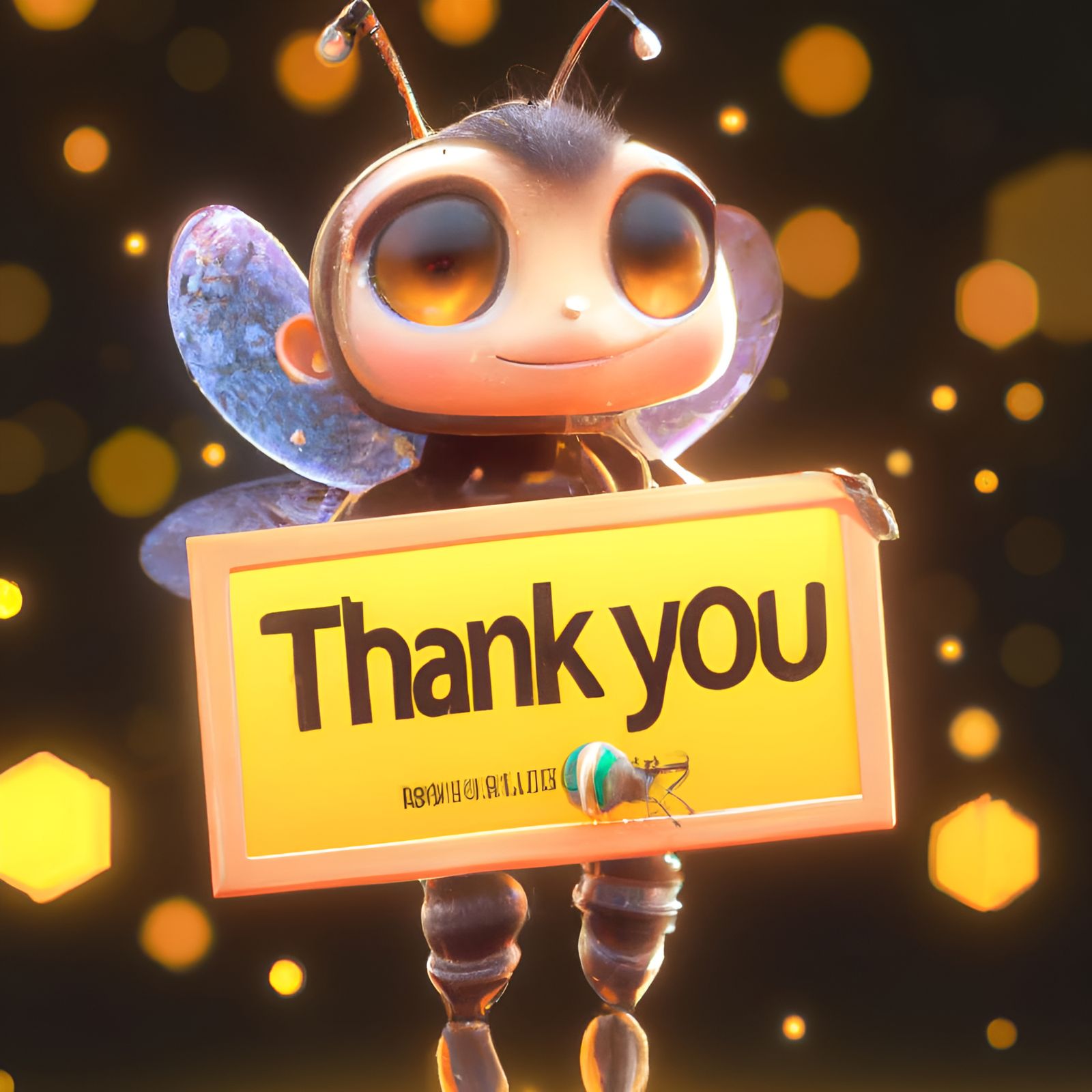 Adorable Honeybee Says Thank You: Digital Illustration
