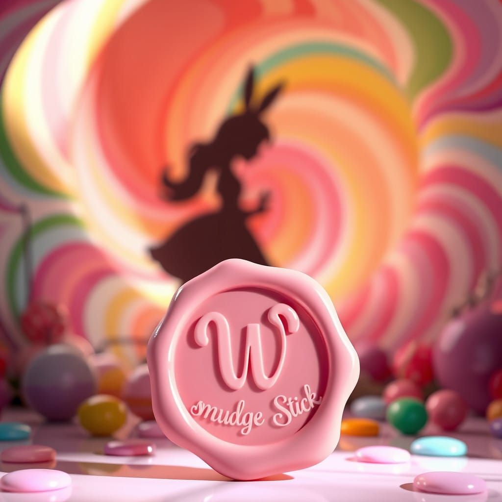 Whimsical Wonderland Scene in Stylized Wax Seal Style