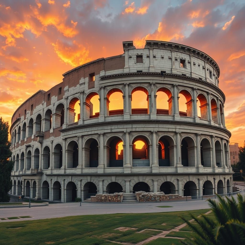 Majestic Colosseum in Rome at Sunset