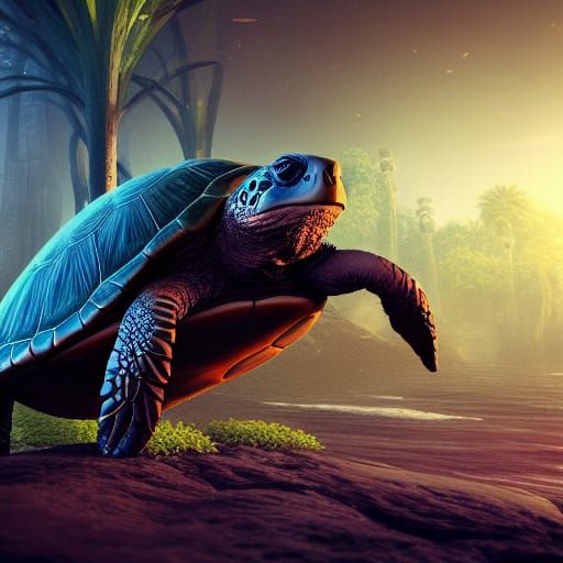 Fantastical Detailed Turtle Concept Art