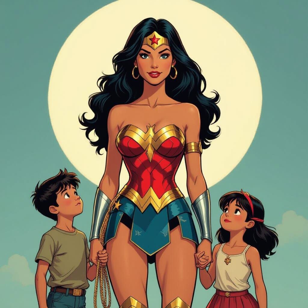 Wonder Woman Saves Children: Mythological Fantasy