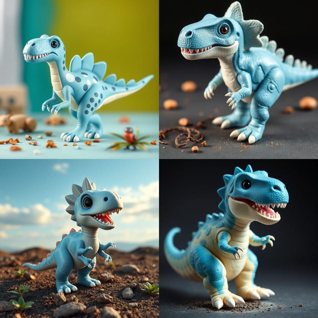 Cute Baby Blue and White Bigo Live Dinosaur