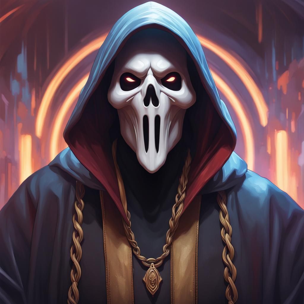 Ghostface Portrait in Hyperdetailed Splash Art Style