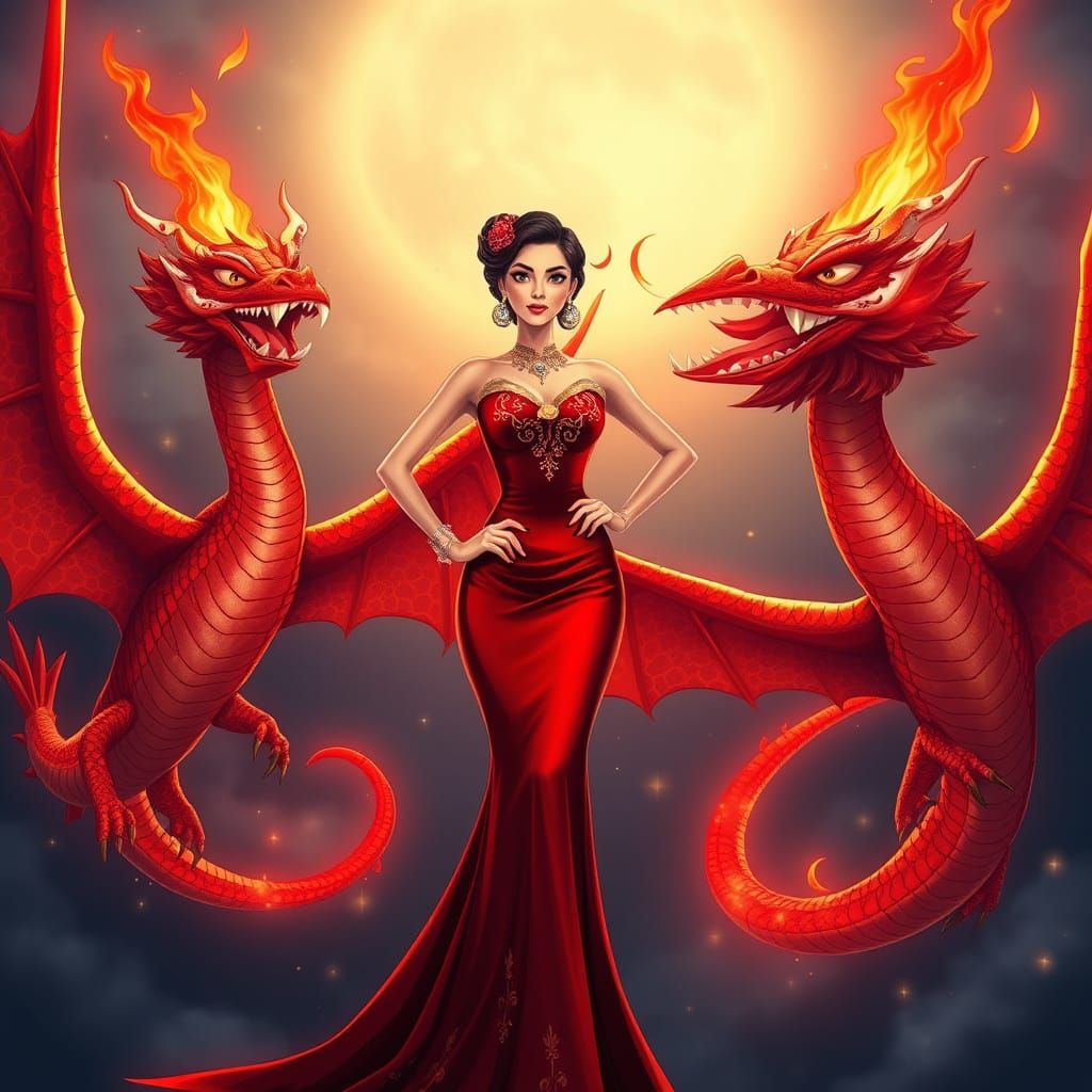 Majestic Fire-Breathing Dragons Sing to a Glamorous Lady in ...