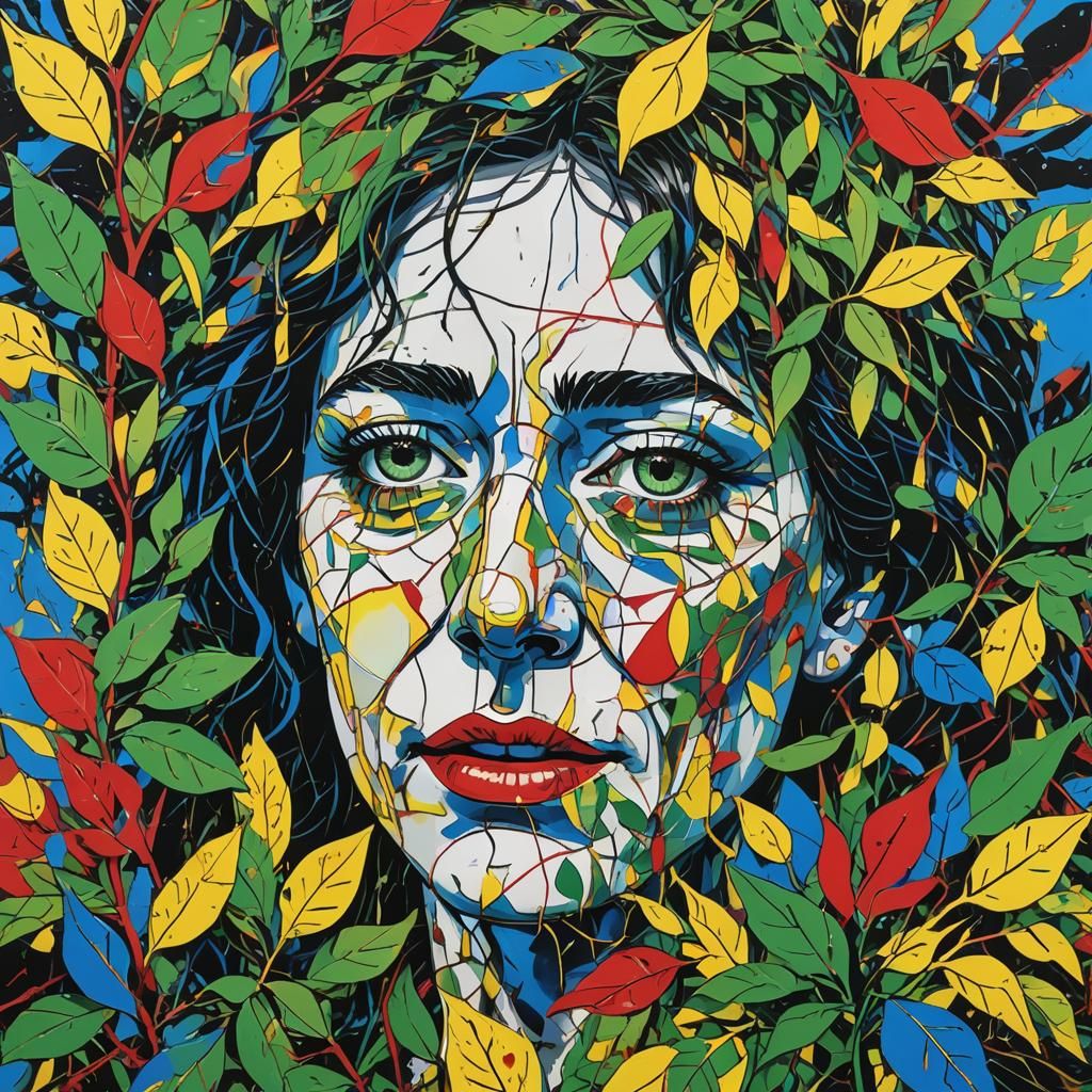 Pop Art Crying Bush Portrait in Collage Style