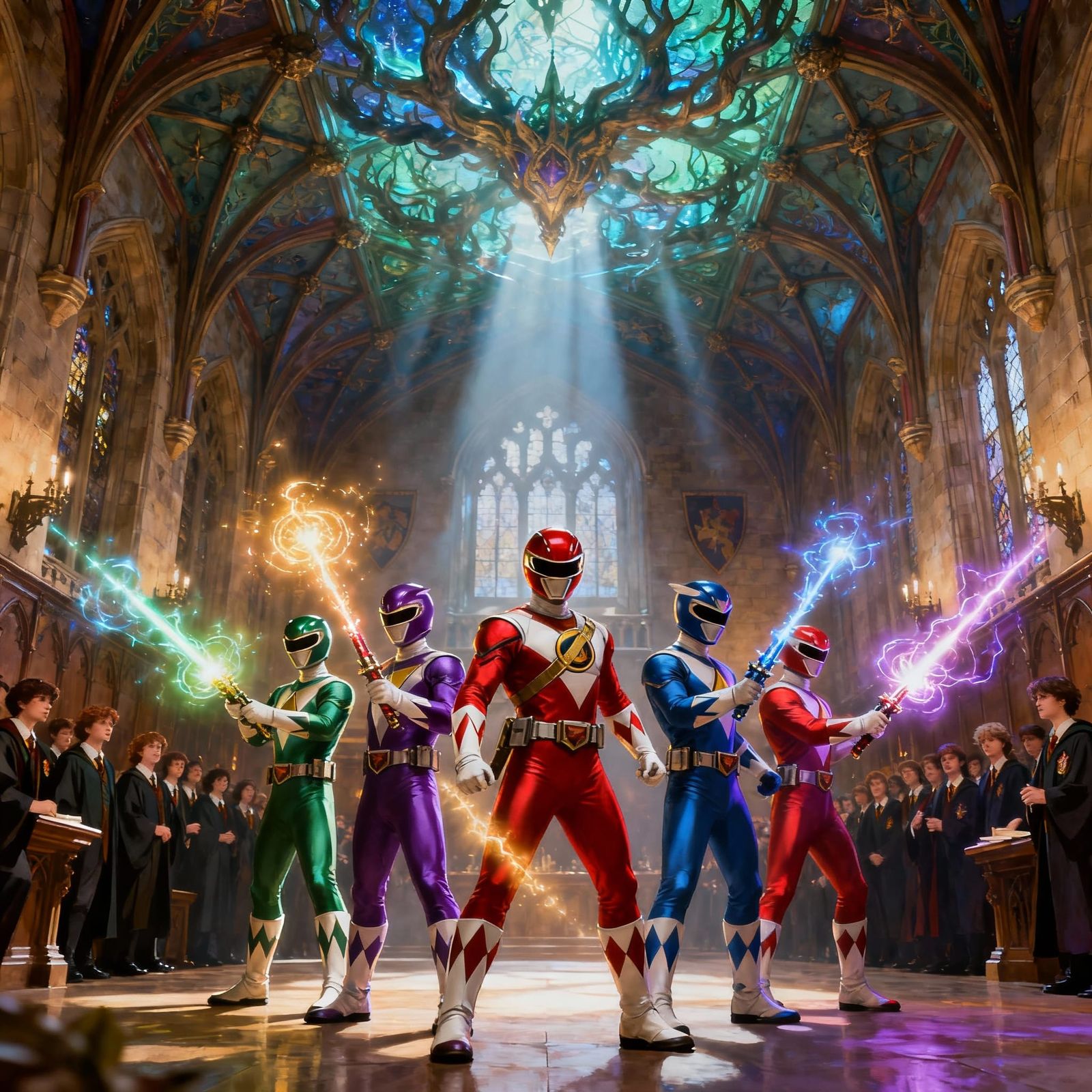 Power Rangers at Hogwarts in Epic Digital Matte Painting