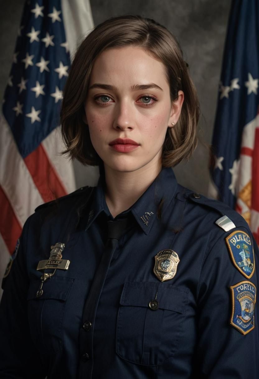 Confident Woman in Police Uniform: Photorealistic Portrait