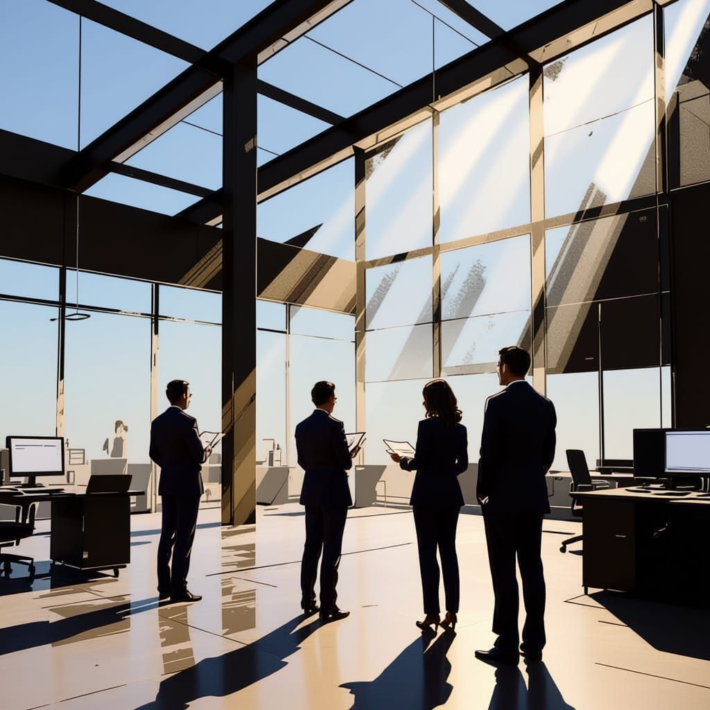 Modern Office Meeting in Graphic Novel Style