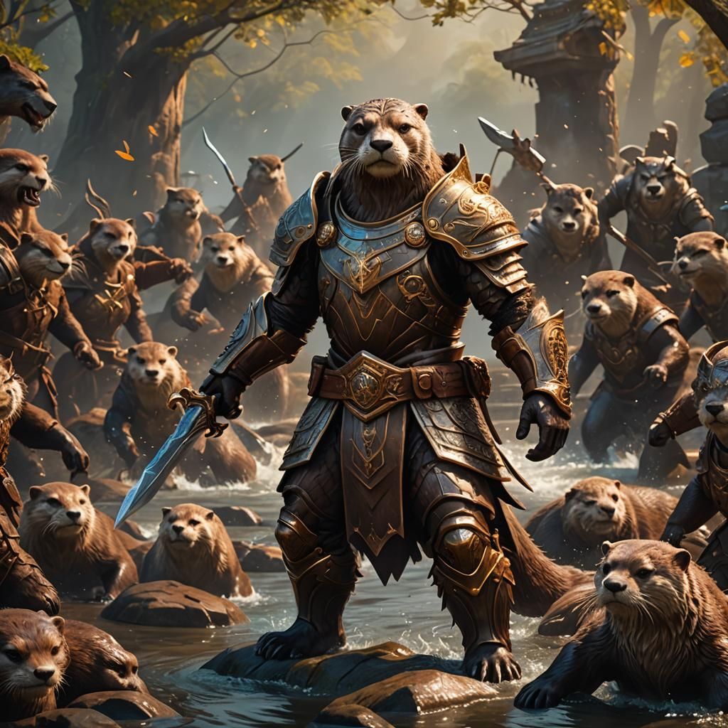 Armored Otter King: Detailed Fantasy Concept Art