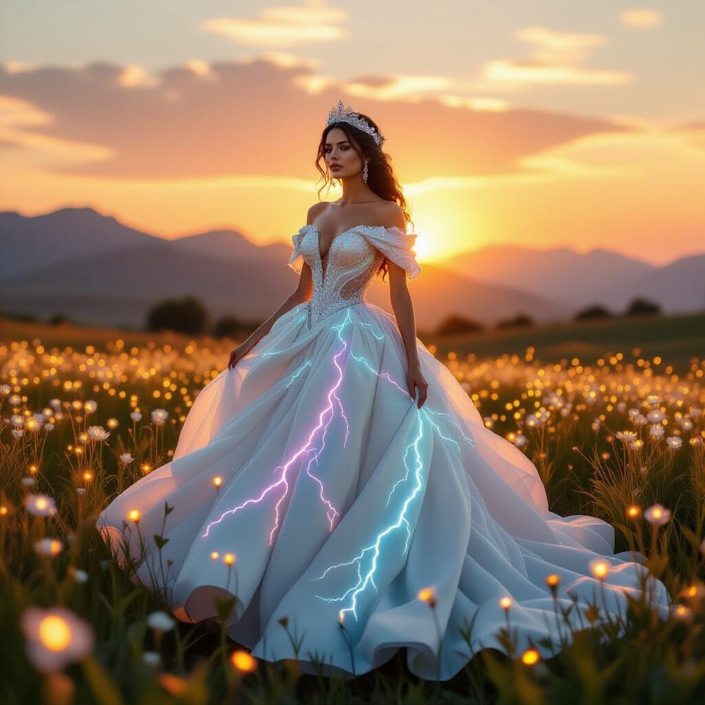 “A striking photograph depicts "Emperatriz de las tormentas,...