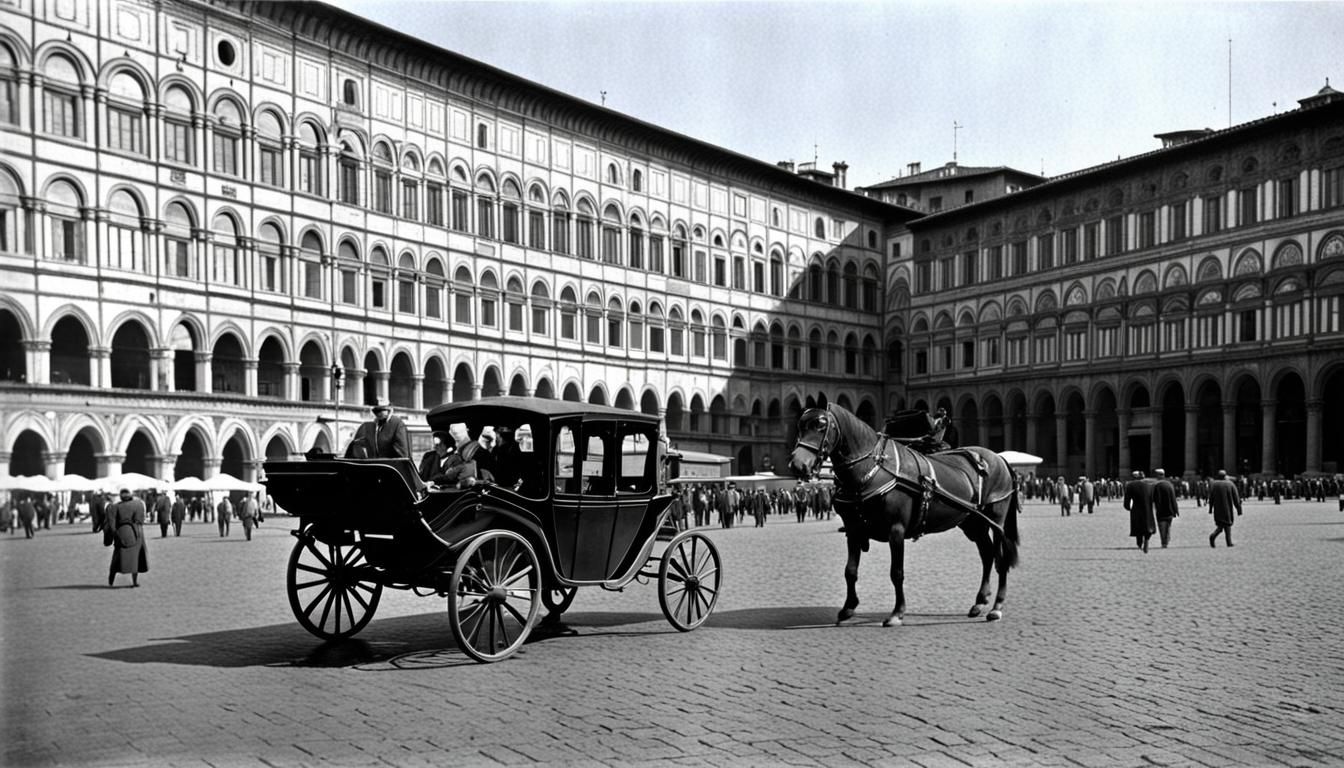 Carriage in Piazza della Signoria, Florence, 1950