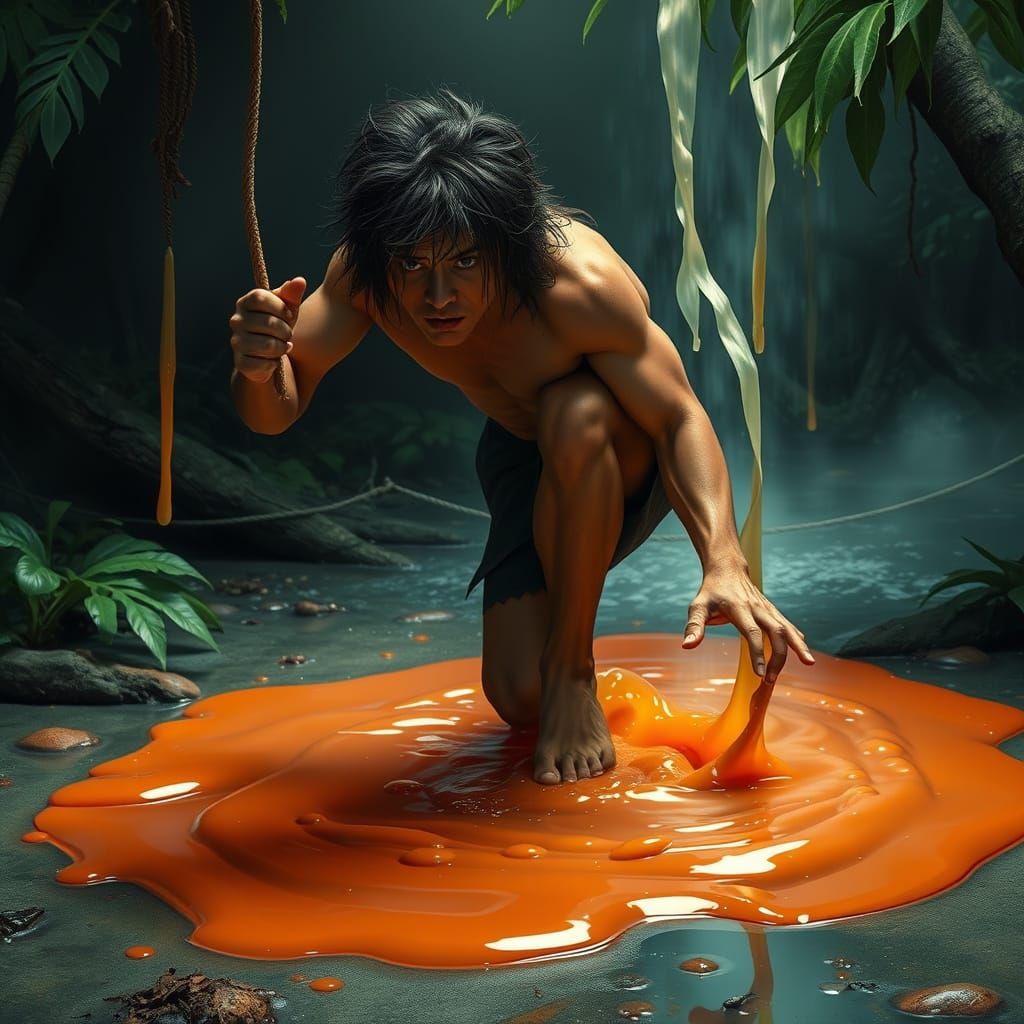 Tarzan Trapped in Sticky Predicament