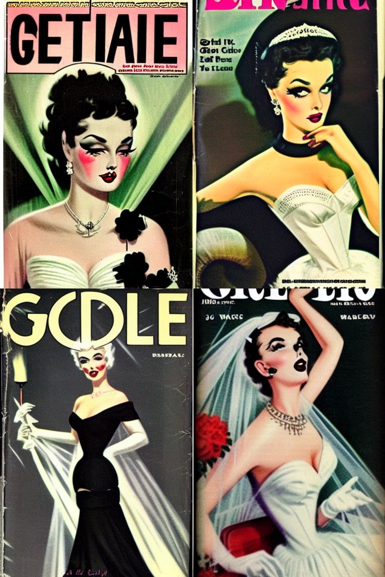 Goth Bride Magazine Cover, Vintage Style