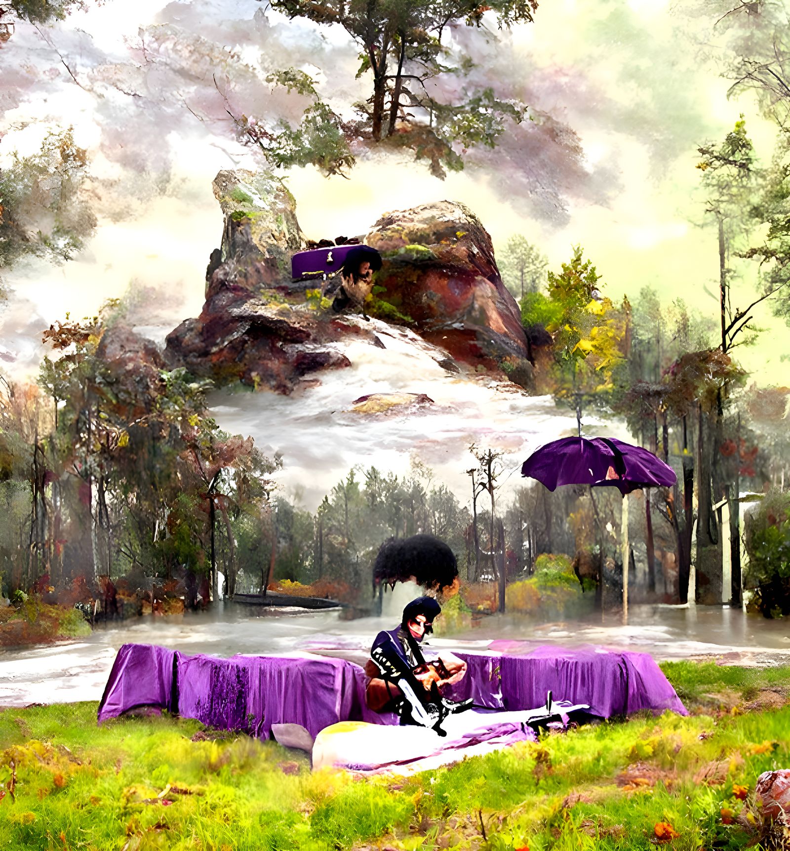 Prince Plays Guitar on Rainy Day