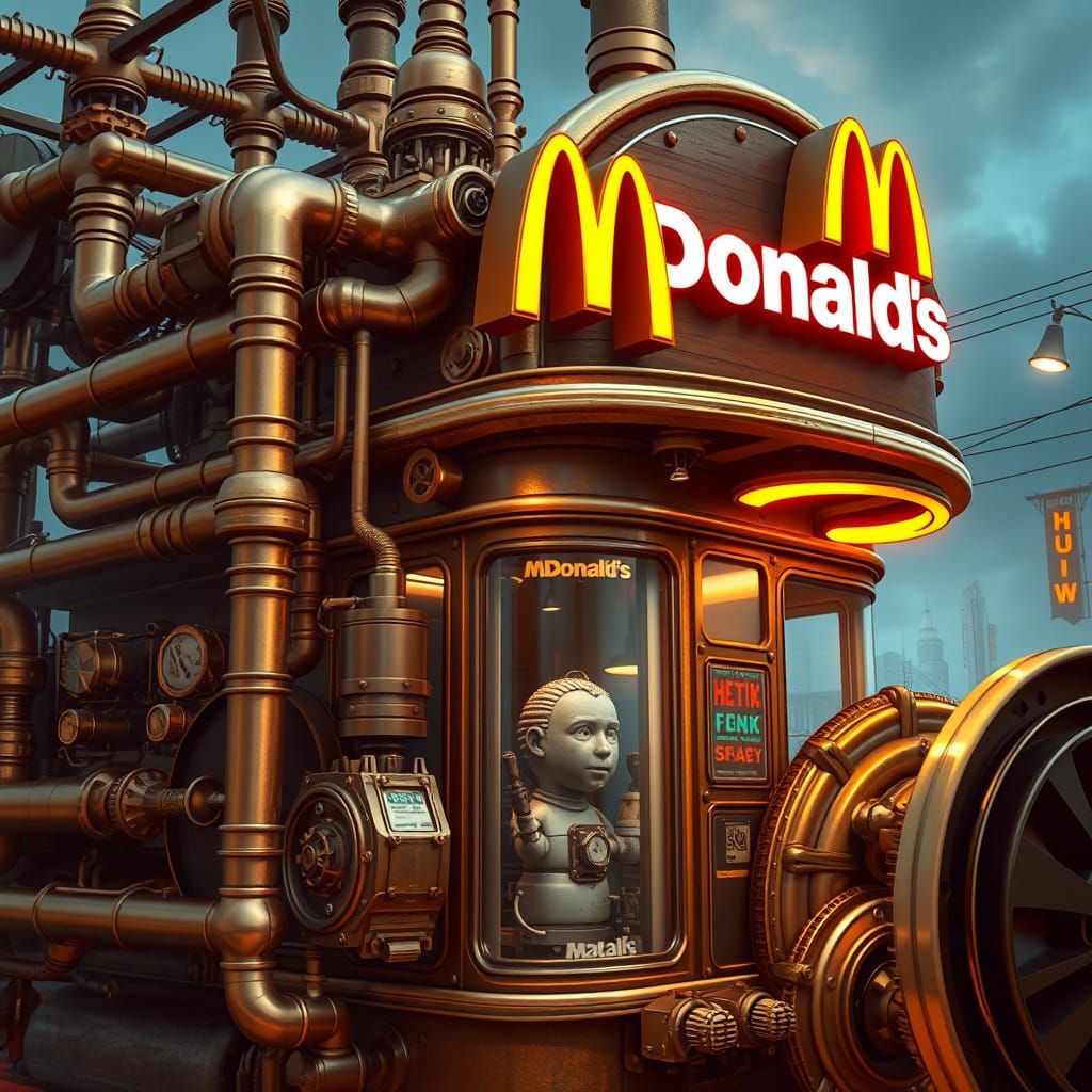 Steampunk McDonald's Restaurant Inspired by Syd Mead