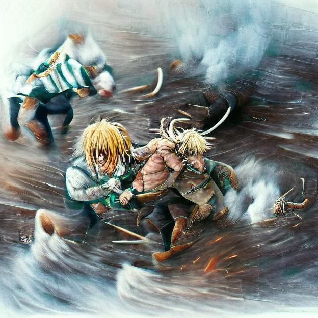 Naval Battle Scene: Warships in a Sea Fight