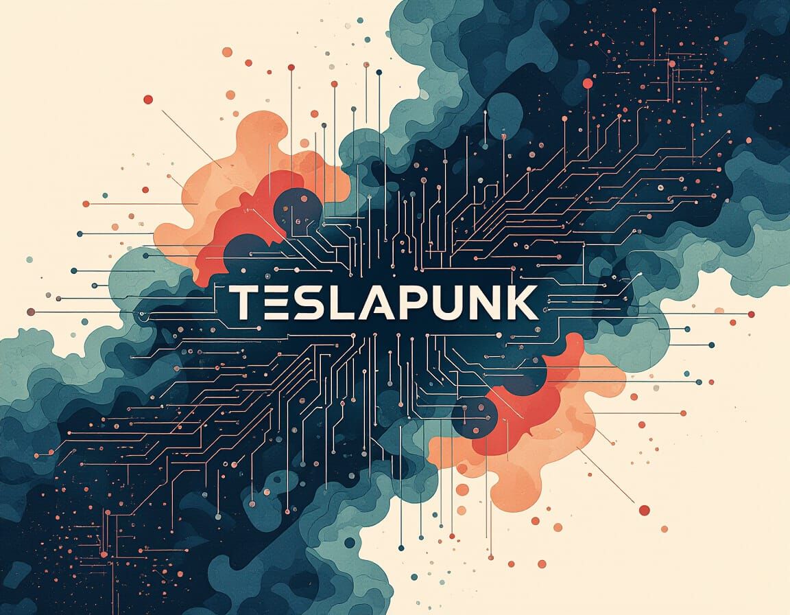 Teslapunk Circuit Diagram in Glitchcore Style