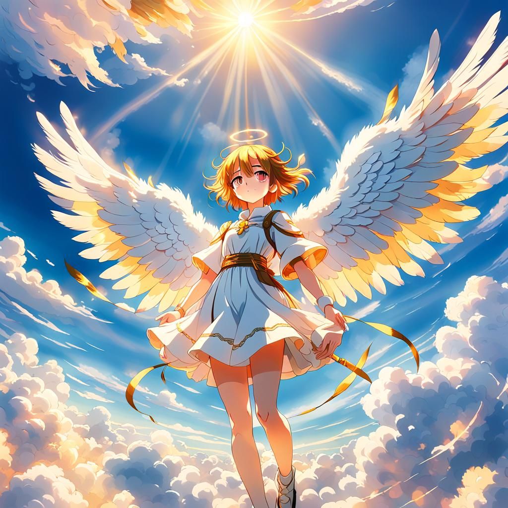 Anime Angel in a Cloudscape, Studio Trigger Style