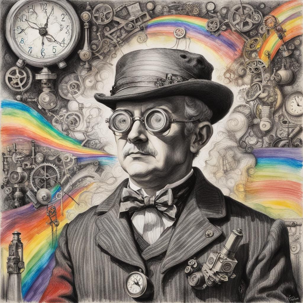 Steampunk, Kids Crayon drawings ,surreal child's drawing , r...