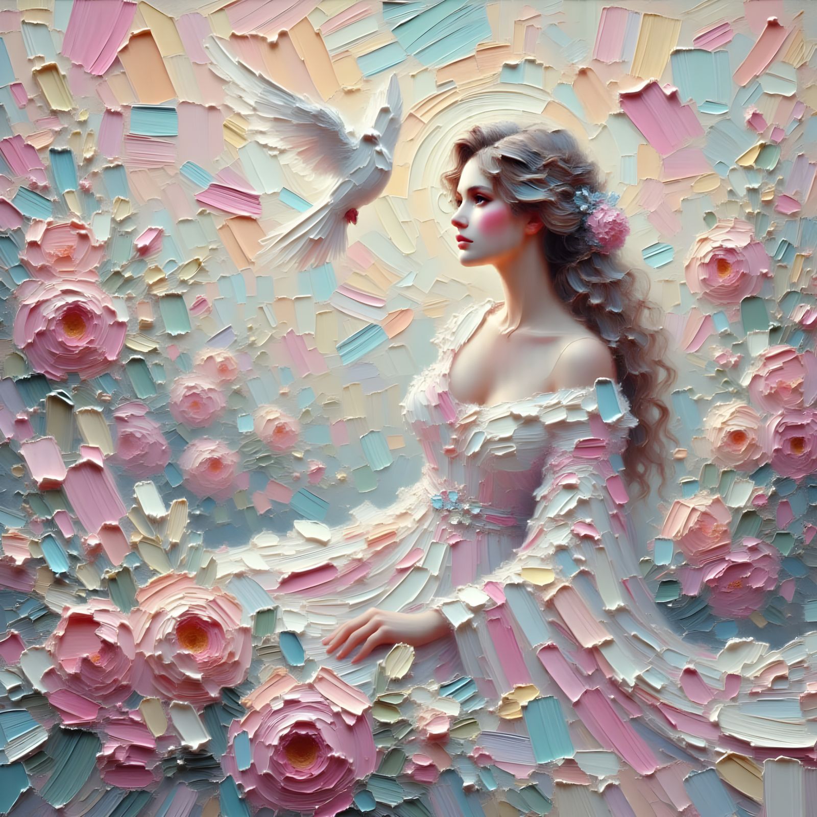 Venus Goddess of Beauty in Ethereal Gouache Painting