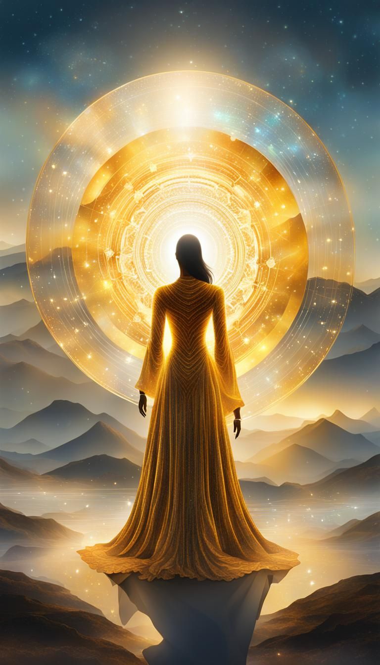 Golden Gong Sound Waves, Holographic Illustration