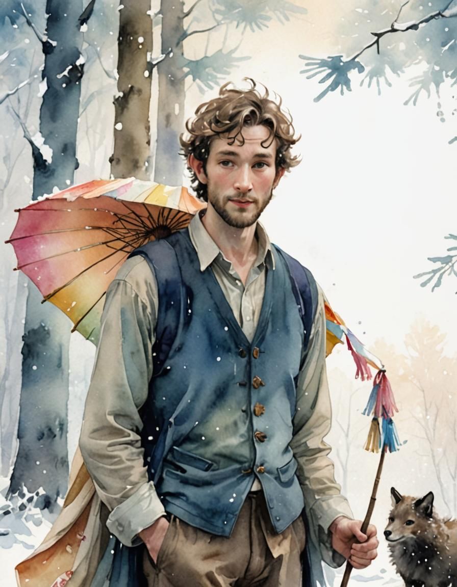 Mr Tumnus holding an Umbrella