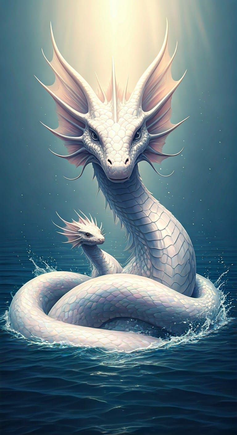 Iridescent Sea Serpents in Morning Sunlight