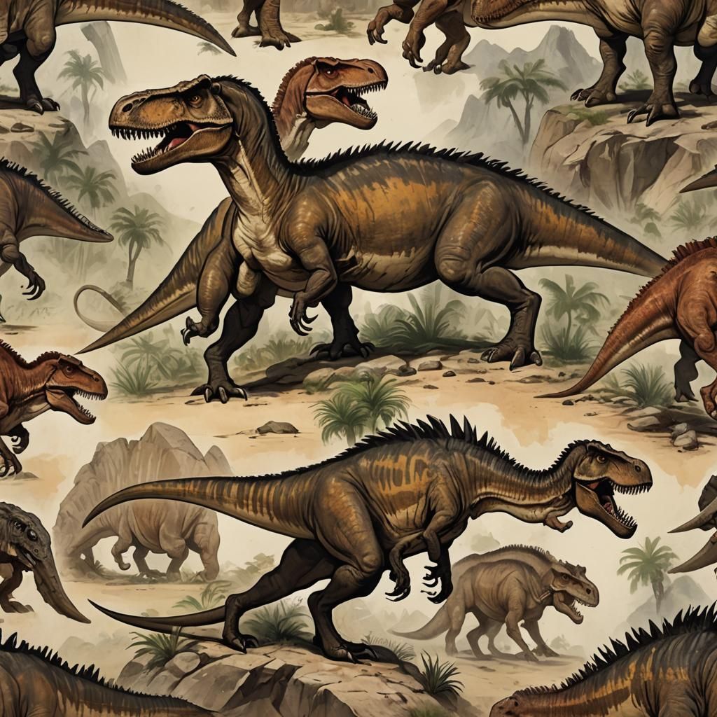 Tyrannosaurus Rex in Cave Painting Style