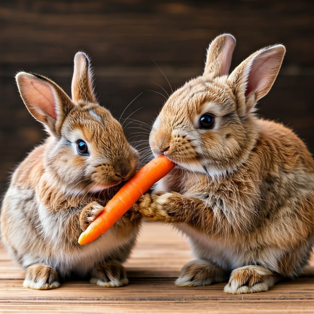 Bunnies Munching Carrots