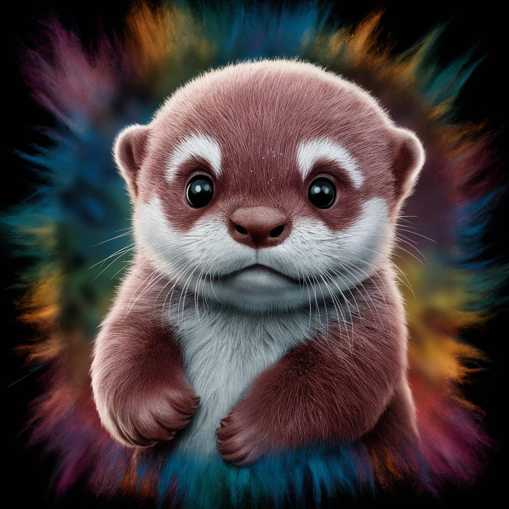 Adorable Furry Pink Otter with Sparkly Eyes