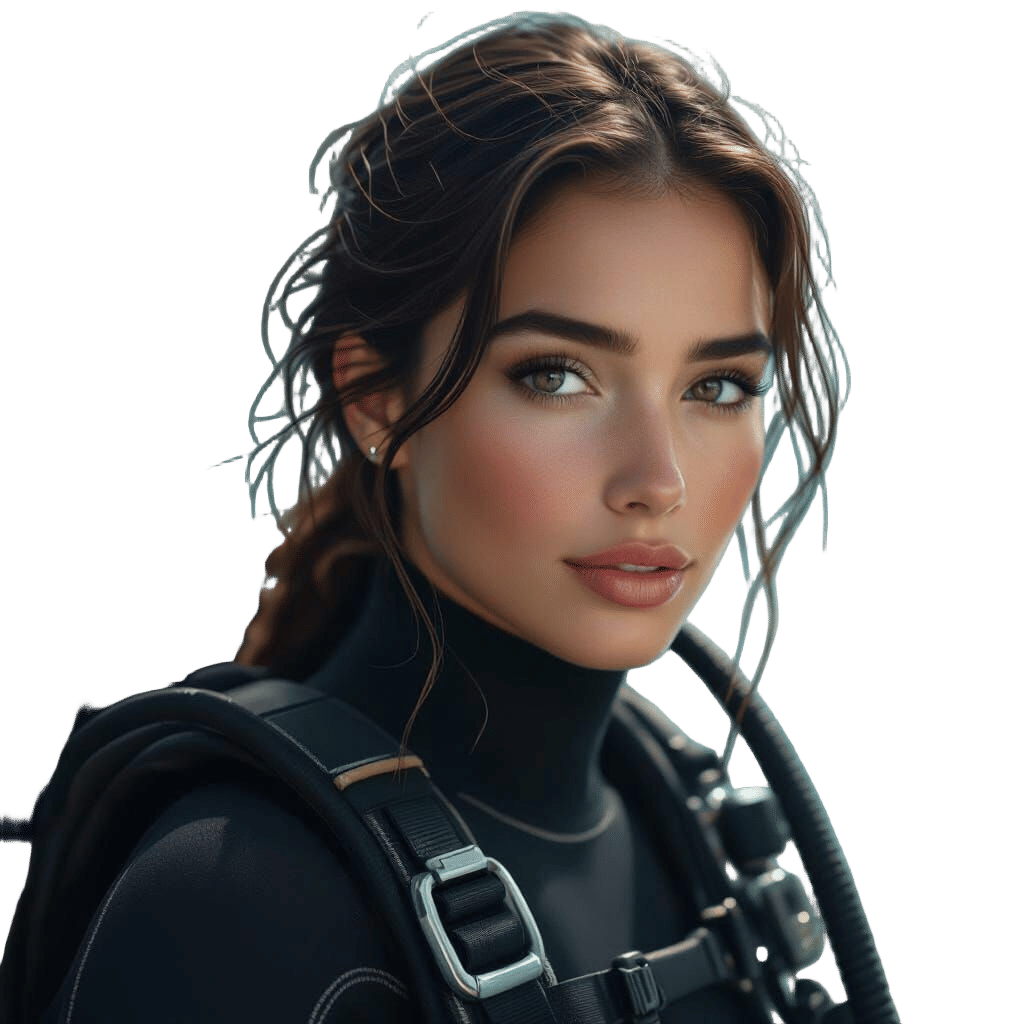Hyperrealistic Portrait of a Beautiful Scuba Diver