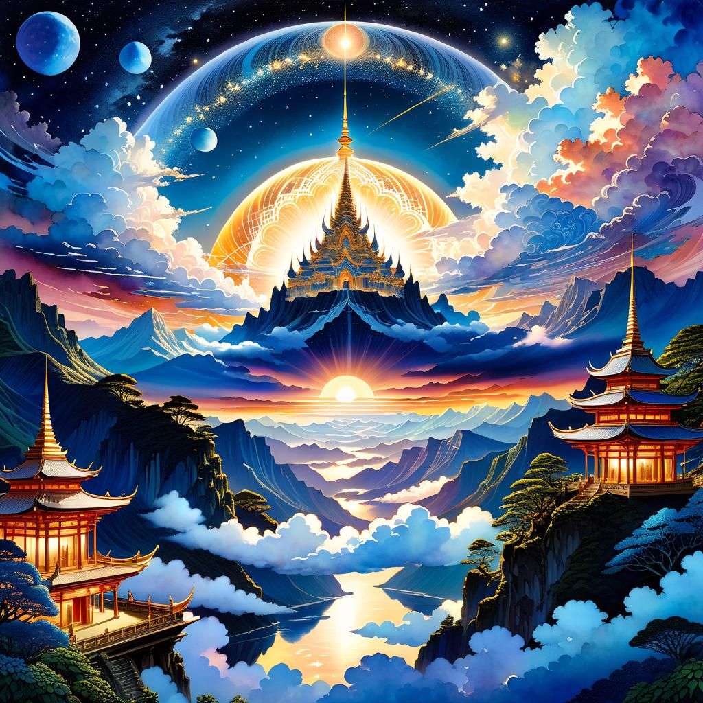 Ethereal Starlight Dreams: A Surrealist Watercolor Collage