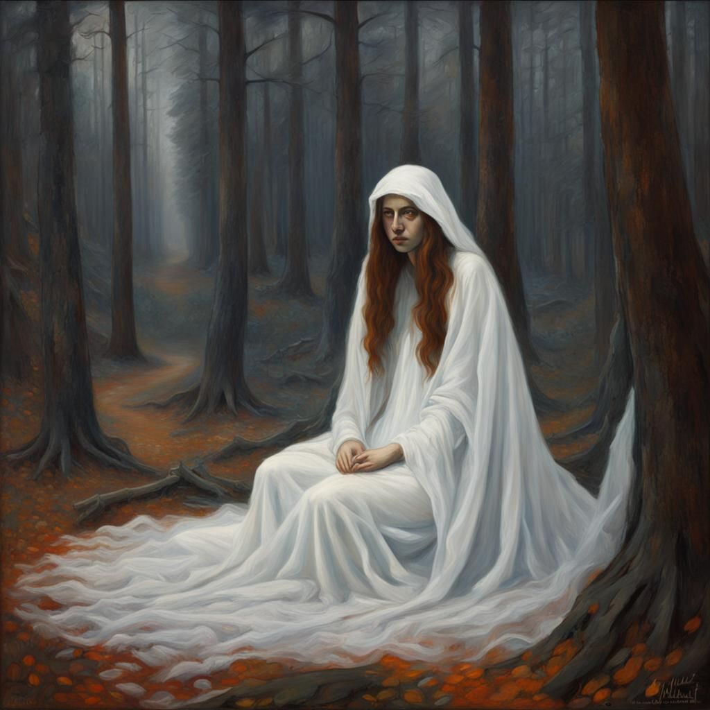 Woman and Ghost in Feathered Spectral Evolution