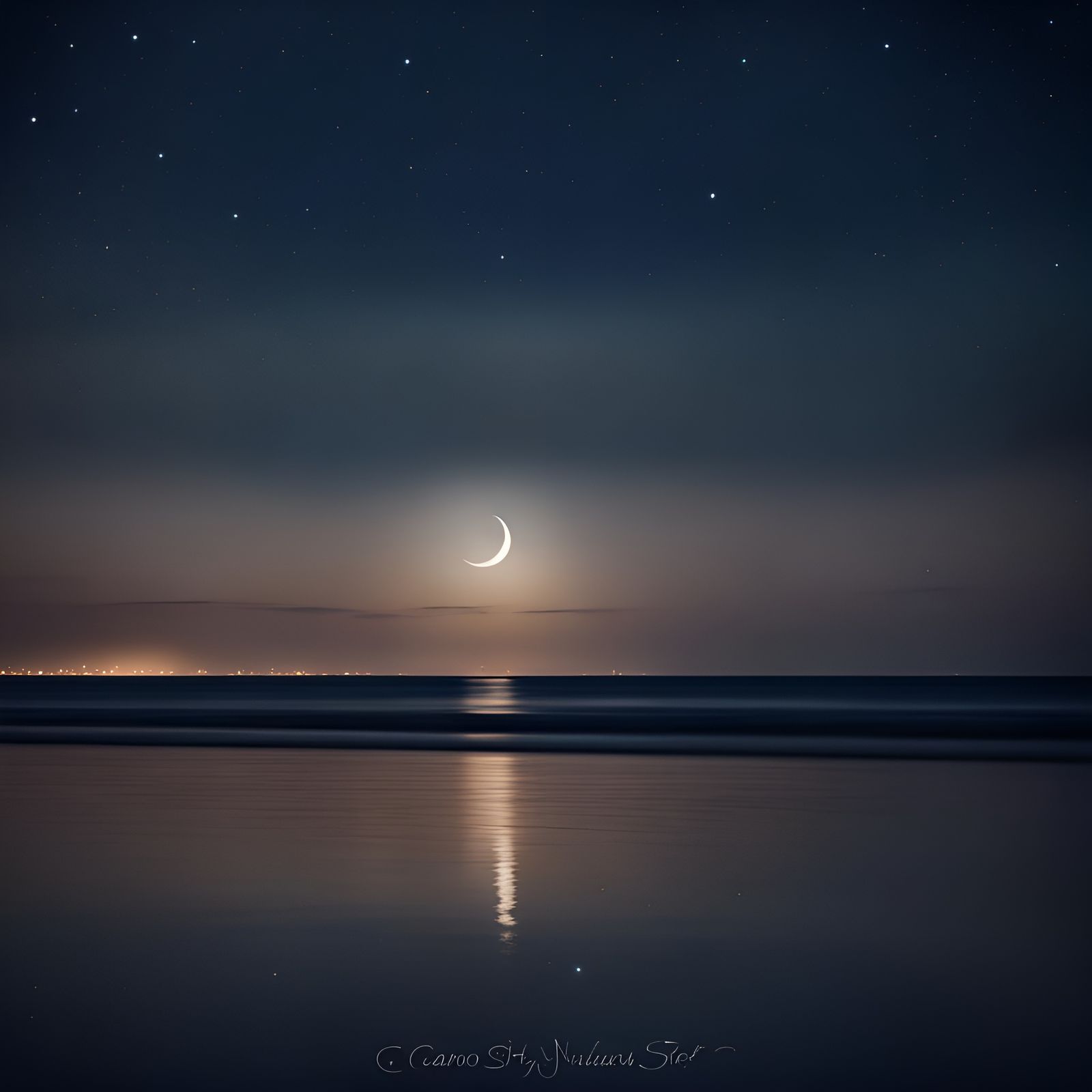 Night Sky: Crescent Moon and Jupiter Reflection