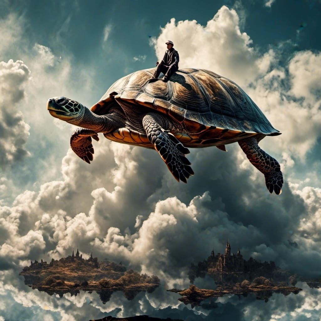 Giant Turtle on a Cloud in Fantasy Style